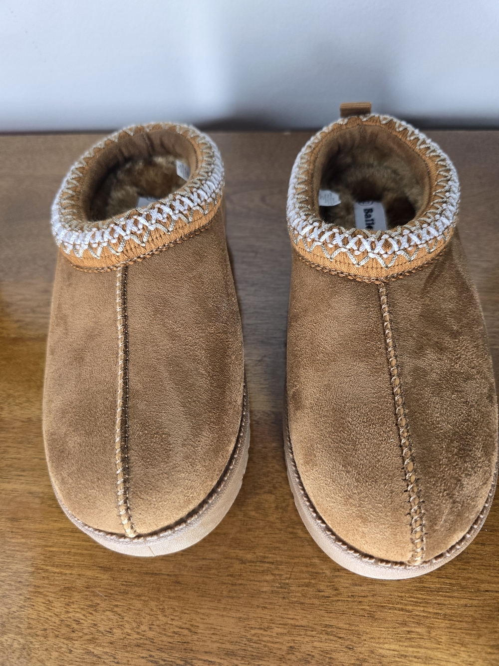 Kids Cozy Faux-Suede Slippers in Camel